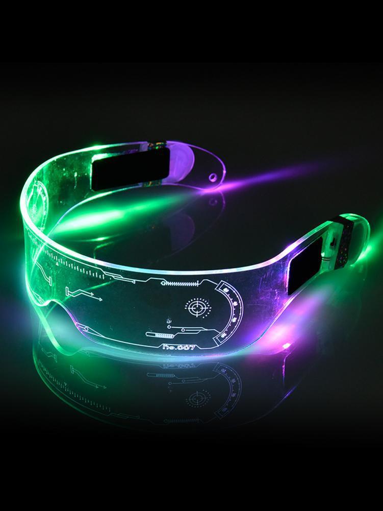 LED Visierbrille 7 Farben Licht Brille Bunte Gläser für Cosplay Party