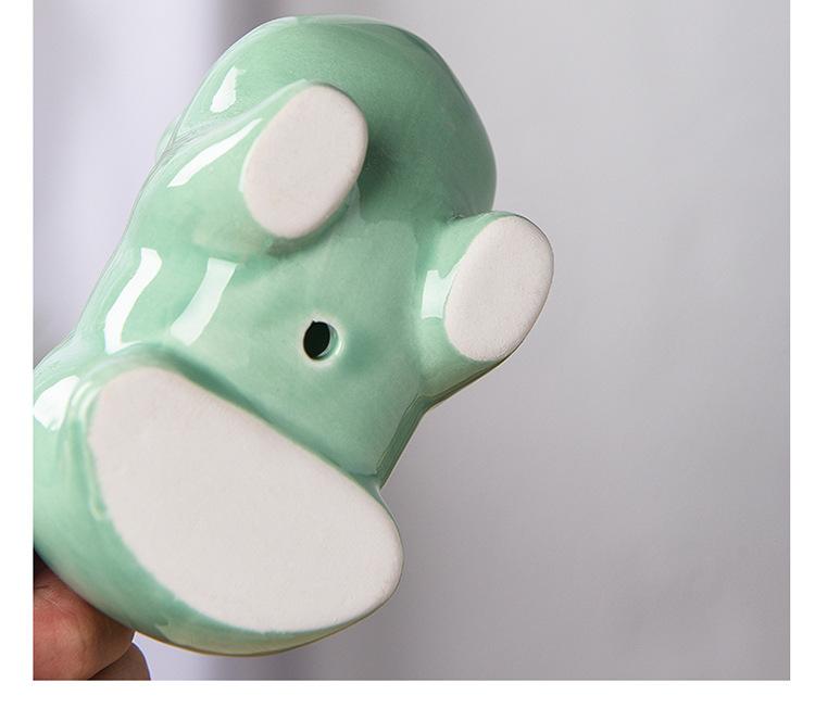 HOMSFOU Frosch Sukkulententopf Aus Keramik – Niedlicher Stifthalter & Pflanzgefäß, 12x9.5x8.7 Cm