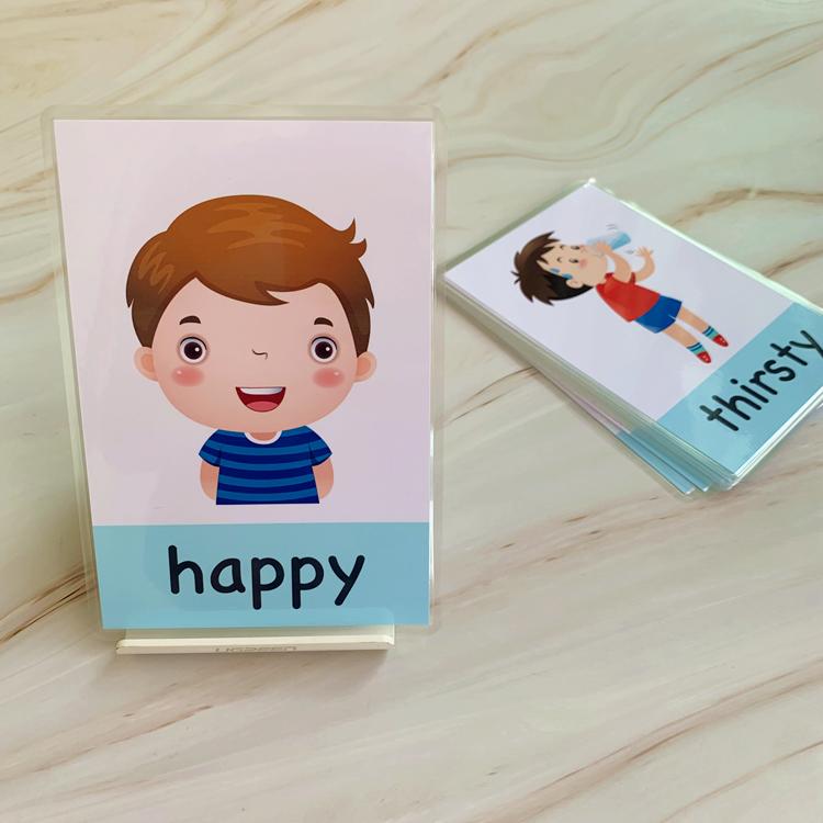 Emotional Words Mood Flash Cards for Kids English Early Learning Educational