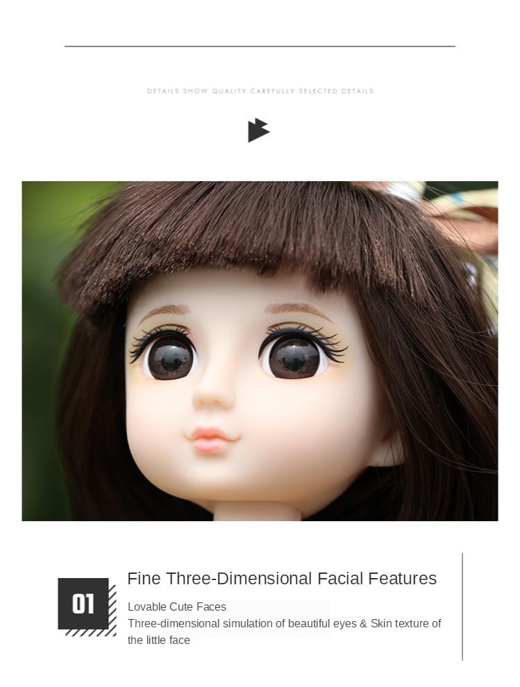 Full Set BJD Doll Handmade Flexible 14 Inches Lovely Girl Doll Eyes Gift Toy