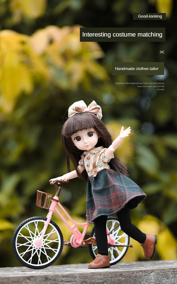 Full Set BJD Doll Handmade Flexible 14 Inches Lovely Girl Doll Eyes Gift Toy