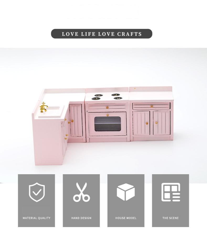 1:12 Küchenschrank Set Mini Puppenhaus Miniatur Küchenmöbel Dekoration