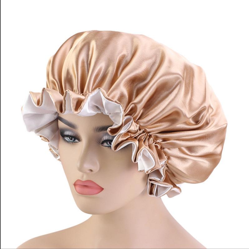 Cuffia per foulard per il sonno notturno, cuffia per il sonno reversibile in seta da donna, doppio strato per capelli lunghi e ricci - Italia